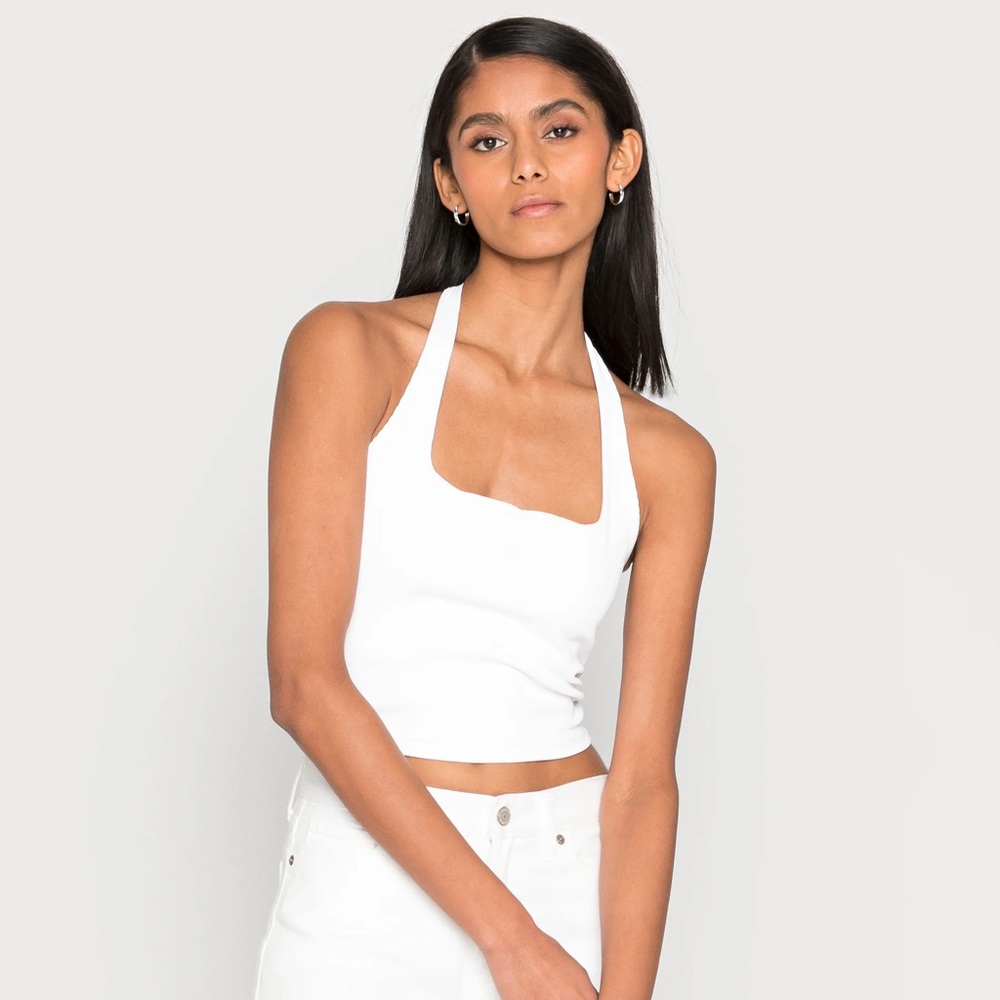 Abercrombie & Fitch Bare Seamless Halter Neck Top White M Medium